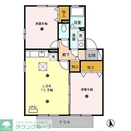 セジュール新町 B(2LDK/1階)の間取り写真