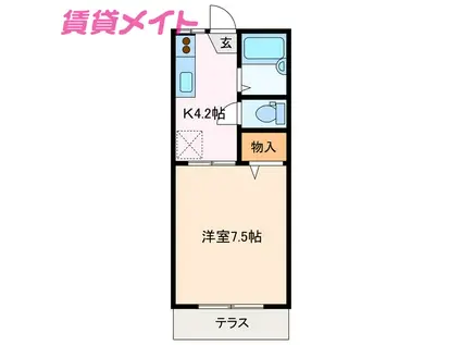 カーサ江島IIA(1K/1階)の間取り写真