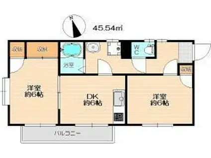 セントラルたちばな(2DK/1階)の間取り写真