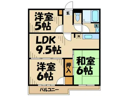 サンテーズナガイ(3DK/4階)の間取り写真