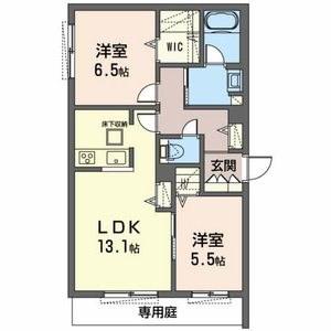 シャーメゾン飾磨区細江(2LDK/1階)の間取り写真