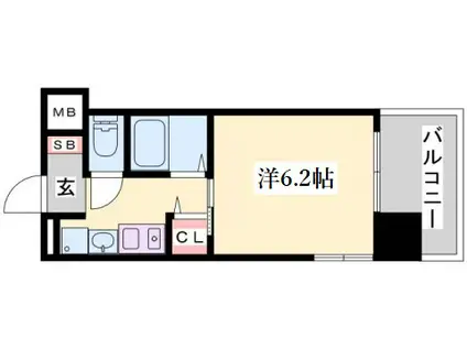 エステムコートハーバーランド前IIIコスタリティ(1K/8階)の間取り写真