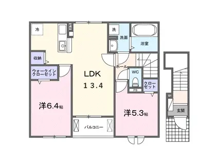 プレミアム コンフォート I(2LDK/2階)の間取り写真