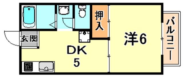 フレグランス甲南(1DK/1階)の間取り写真