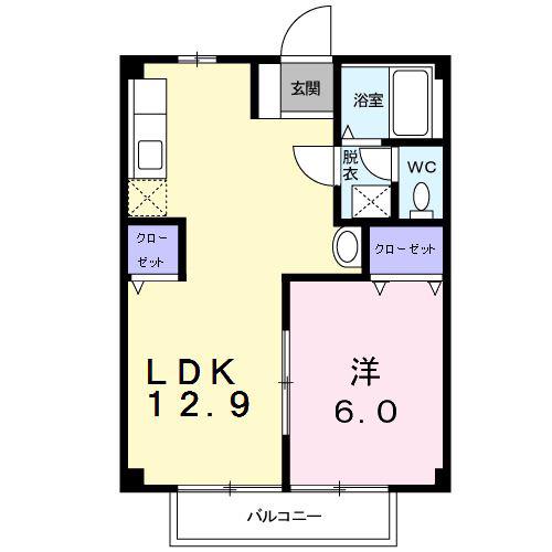 エスタシオンI(1LDK/2階)の間取り写真