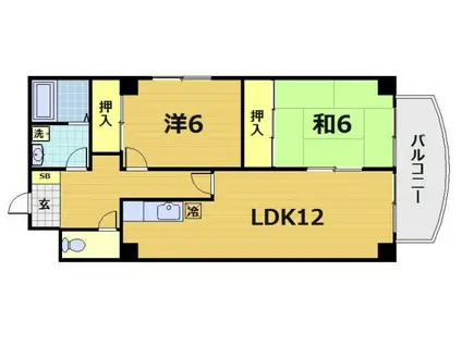 マンショングレース(2LDK/4階)の間取り写真