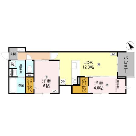 PORTO SERENO(2LDK/3階)の間取り写真