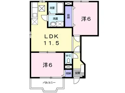 クロスローズ(2LDK/1階)の間取り写真