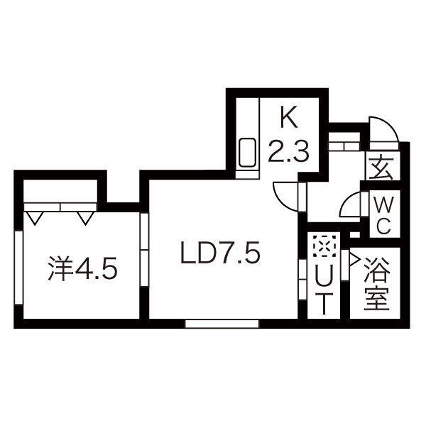 ヴィバーチェ麻生(1LDK/2階)の間取り写真