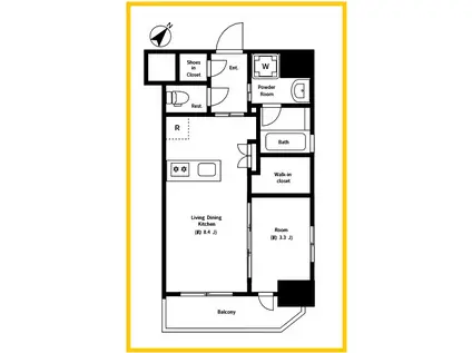 グローベル横浜伊勢佐木町(1LDK/7階)の間取り写真