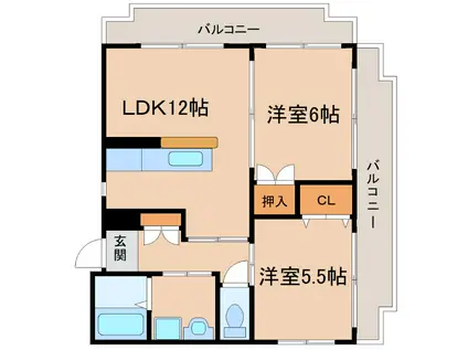 ピアパークII(2LDK/5階)の間取り写真