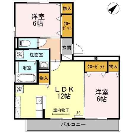 グランパルク(2LDK/2階)の間取り写真
