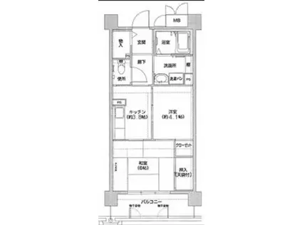 コーシャハイツ相生(2K/3階)の間取り写真