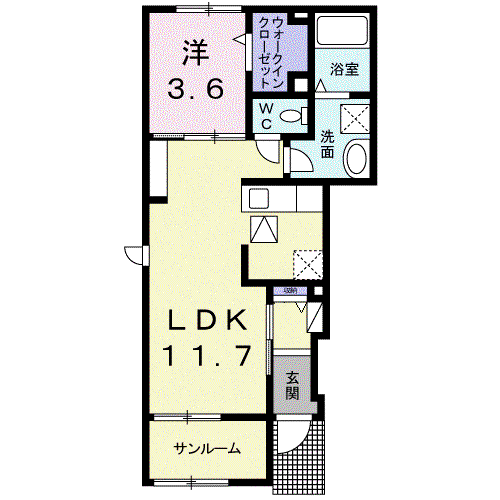 アマービレ(1LDK/1階)の間取り写真