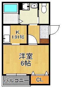 ELLINA貴船I(1K/1階)の間取り写真