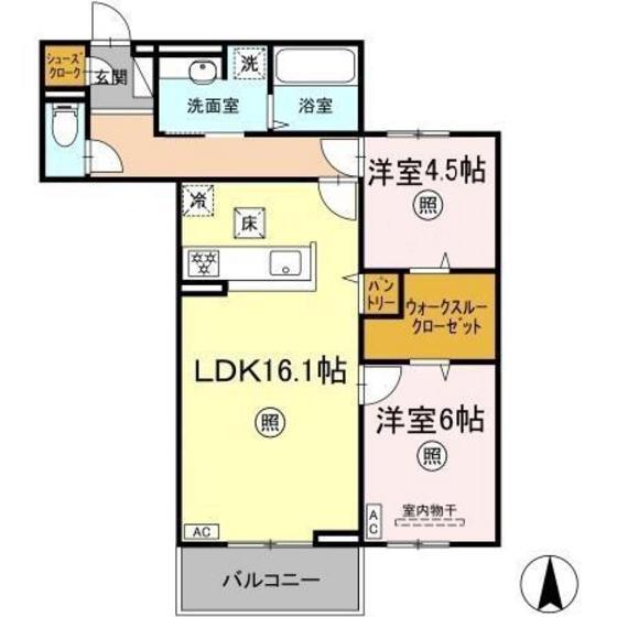アルモ ギオーネ(2LDK/1階)の間取り写真