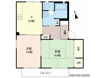 パルモ  A棟(2K/2階)の間取り写真