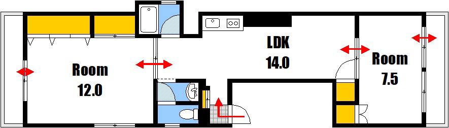 第2はんどうビル(2LDK/2階)の間取り写真