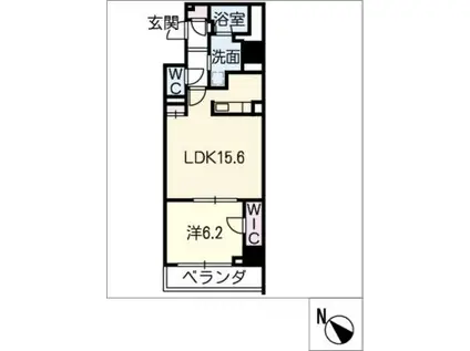 ロイジェント新栄II(1LDK/6階)の間取り写真
