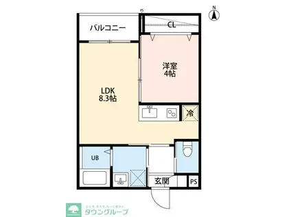 シナーラ上野毛(2LDK/4階)の間取り写真