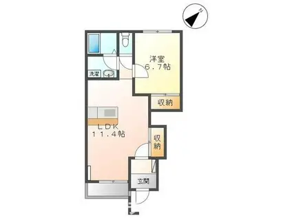 グリーンハイツ(1LDK/1階)の間取り写真