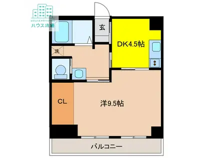 片岡酒店ビル(1DK/2階)の間取り写真