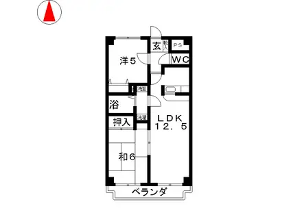 グリーンウッド(2LDK/3階)の間取り写真