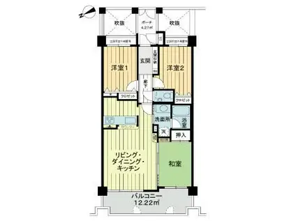 ライオンズマンション首里鳥堀(3LDK/3階)の間取り写真