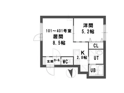 グランメール麻生南公園(1LDK/1階)の間取り写真
