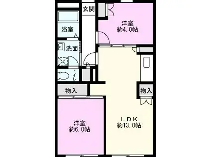 サミーホームズ(2LDK/5階)の間取り写真