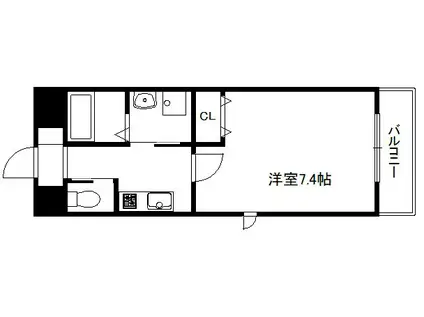 プラリア竹田(1K/1階)の間取り写真