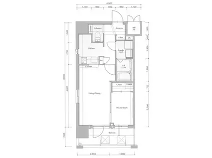 ネストピア西新(1LDK/9階)の間取り写真
