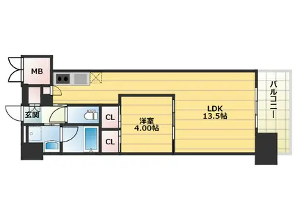 プレジオ新大阪EURO(1LDK/10階)の間取り写真