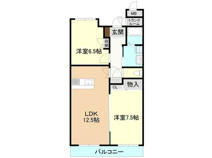 パークヒルズやまのいソフィア館(2LDK/2階)の間取り写真