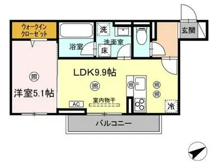 VIEORNER(1LDK/1階)の間取り写真