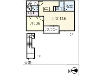 リーブルファイン西川手(1LDK/2階)の間取り写真