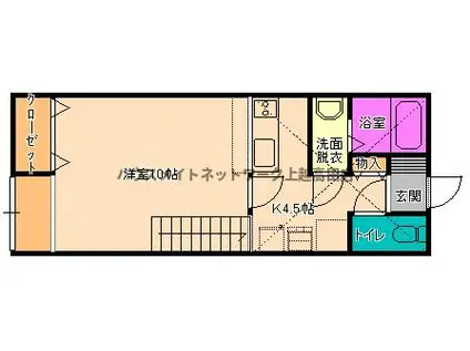 オレンジヒルズJ2(1K/2階)の間取り写真