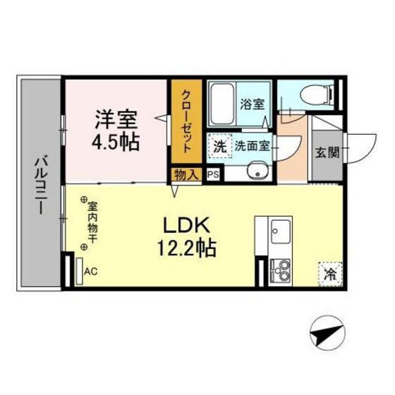 D-ROOM住吉 B(1LDK/3階)の間取り写真