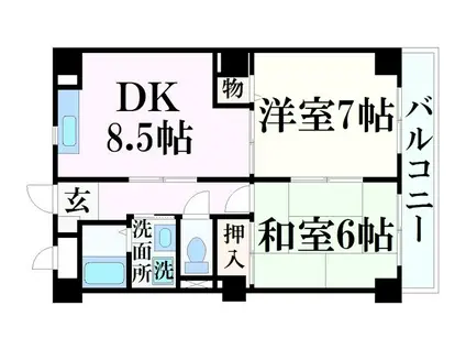 ピュア・エレガンス(2DK/4階)の間取り写真