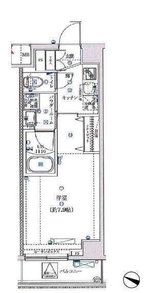 スクエアシティ東白楽マキシブ(1K/2階)の間取り写真