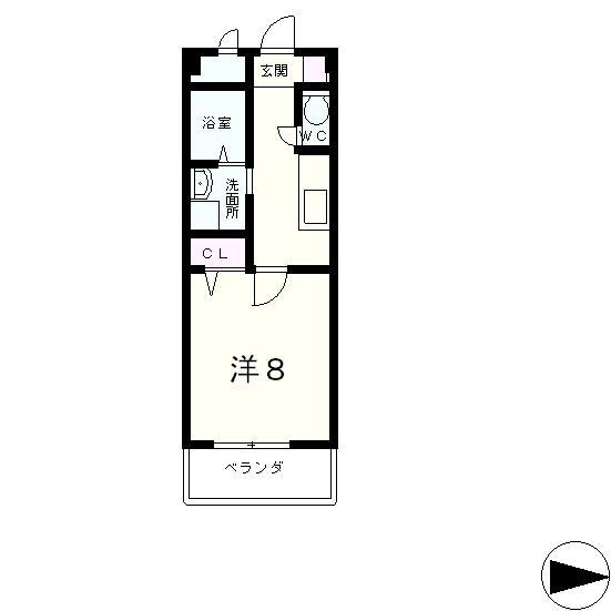 ハウスオウミ長等マンション(1K/2階)の間取り写真