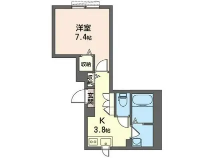 LAULEA(1K/1階)の間取り写真