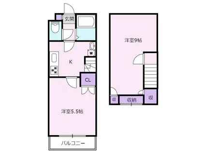 ウェンゲン上高田(2DK/2階)の間取り写真