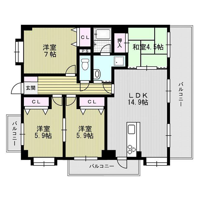 いずみの杜(4LDK/3階)の間取り写真
