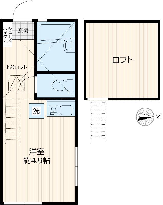 ヴィレッタ白楽(ワンルーム/2階)の間取り写真