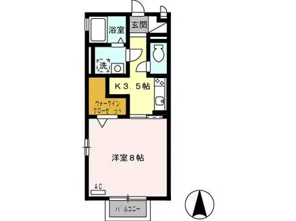 リベルテ末広(1K/2階)の間取り写真