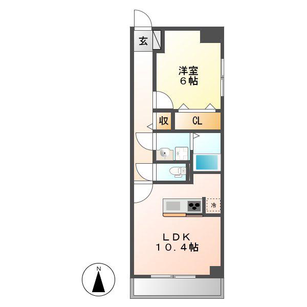 サンハイツ港(1LDK/2階)の間取り写真