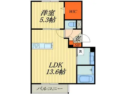 ラ・ヴァンベール(1LDK/3階)の間取り写真