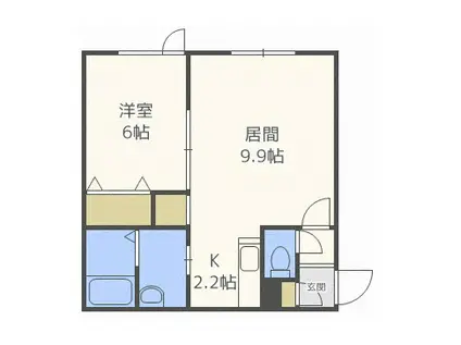 ウエスト COURT B棟(1LDK/3階)の間取り写真