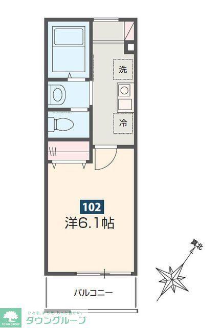 MELDIA春日部(1K/1階)の間取り写真